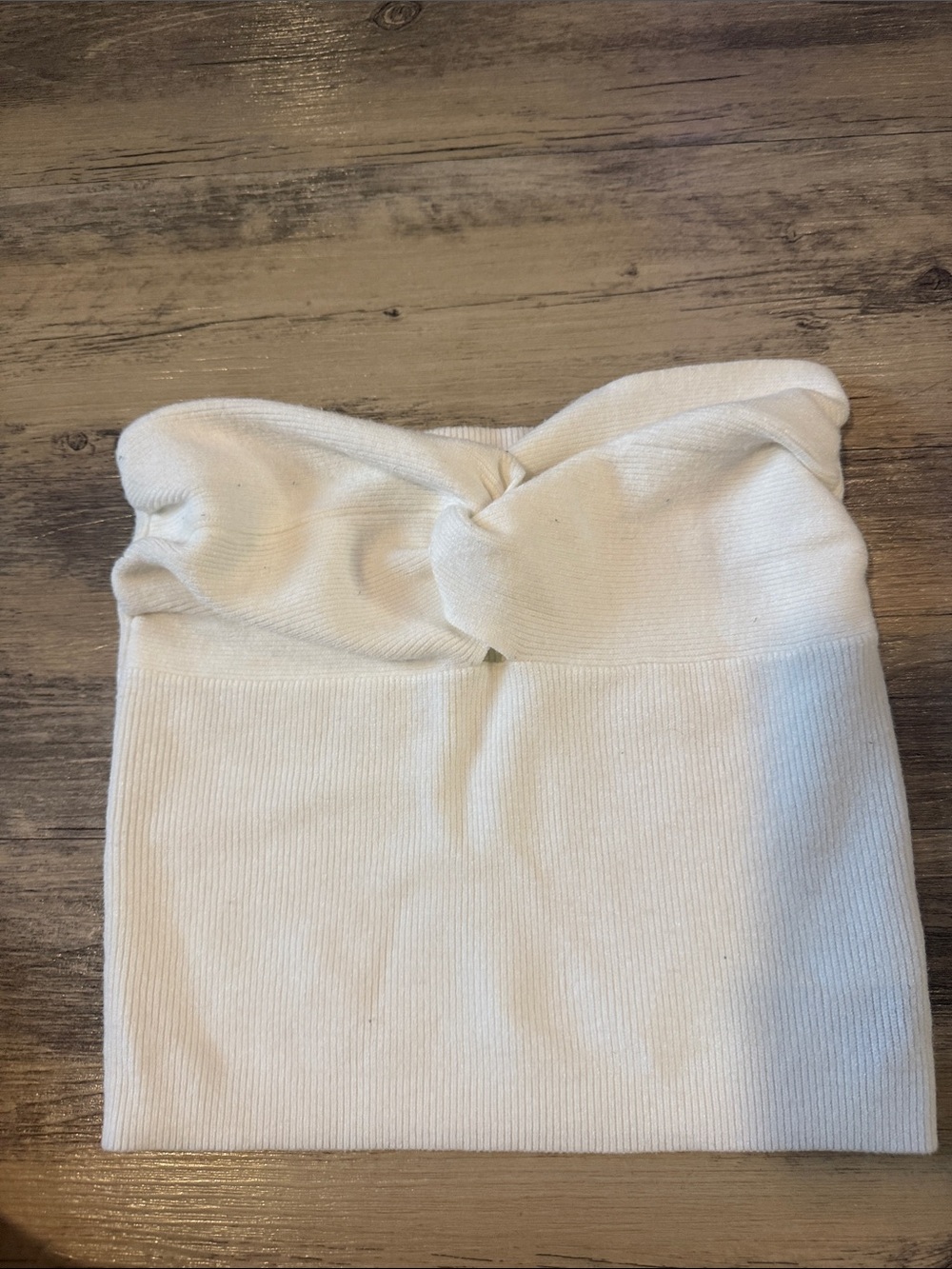 Amazon White Ribbed Tie-Front Crop Top